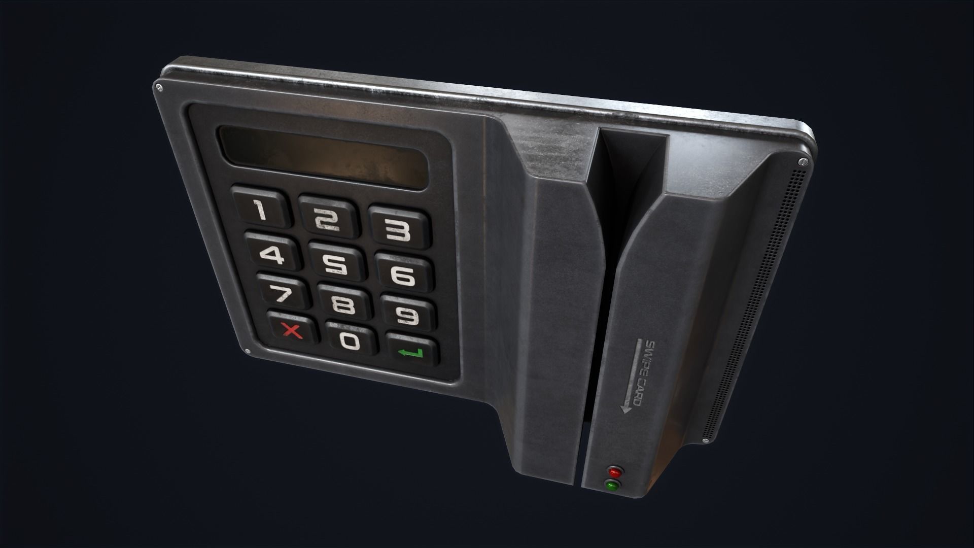 Code lock and key card Low-poly 3D model_9
