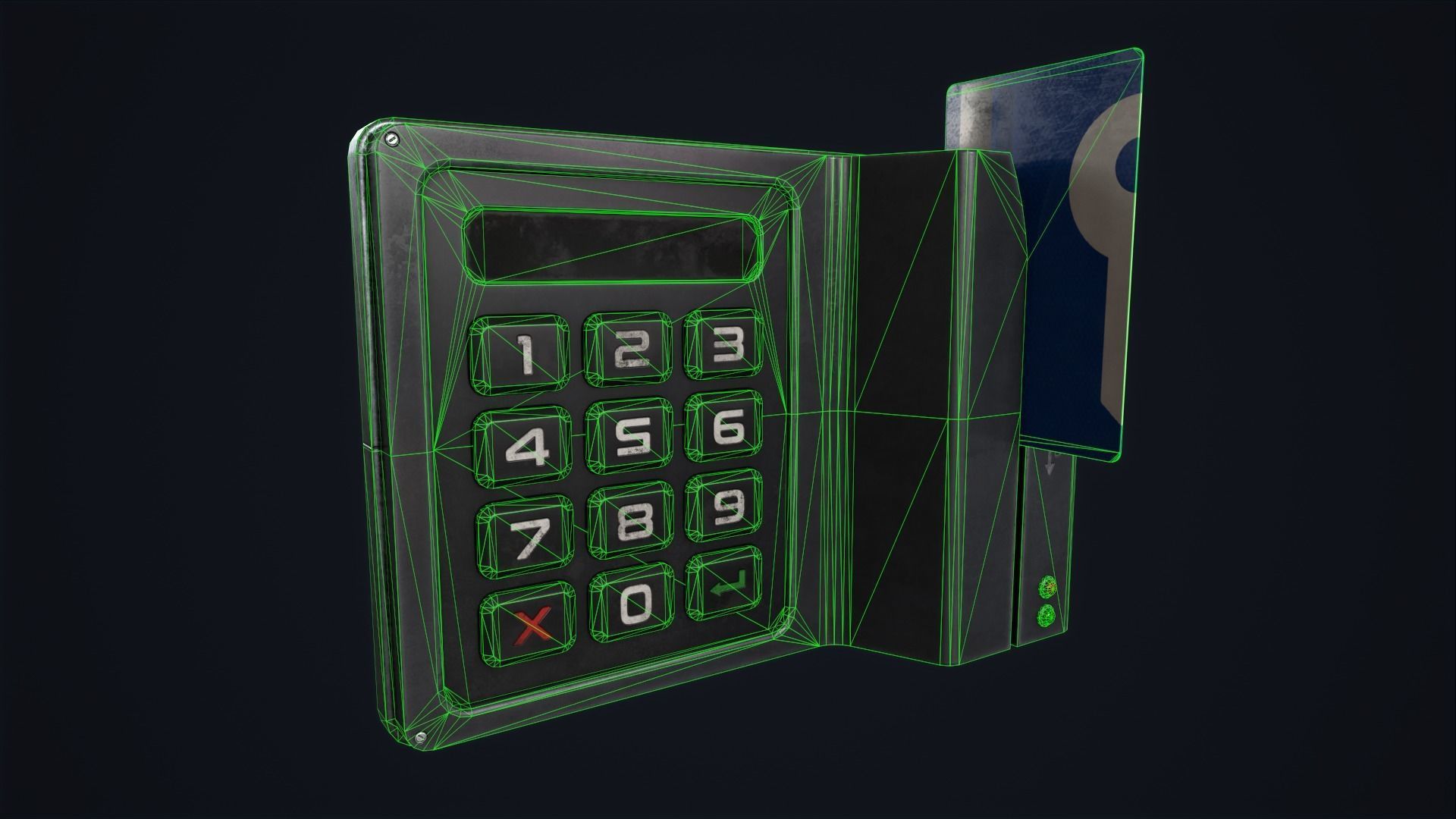 Code lock and key card Low-poly 3D model_14