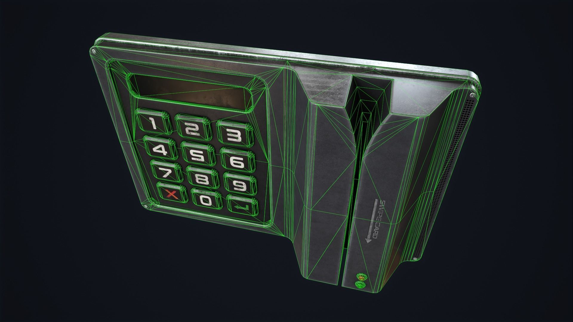 Code lock and key card Low-poly 3D model_10