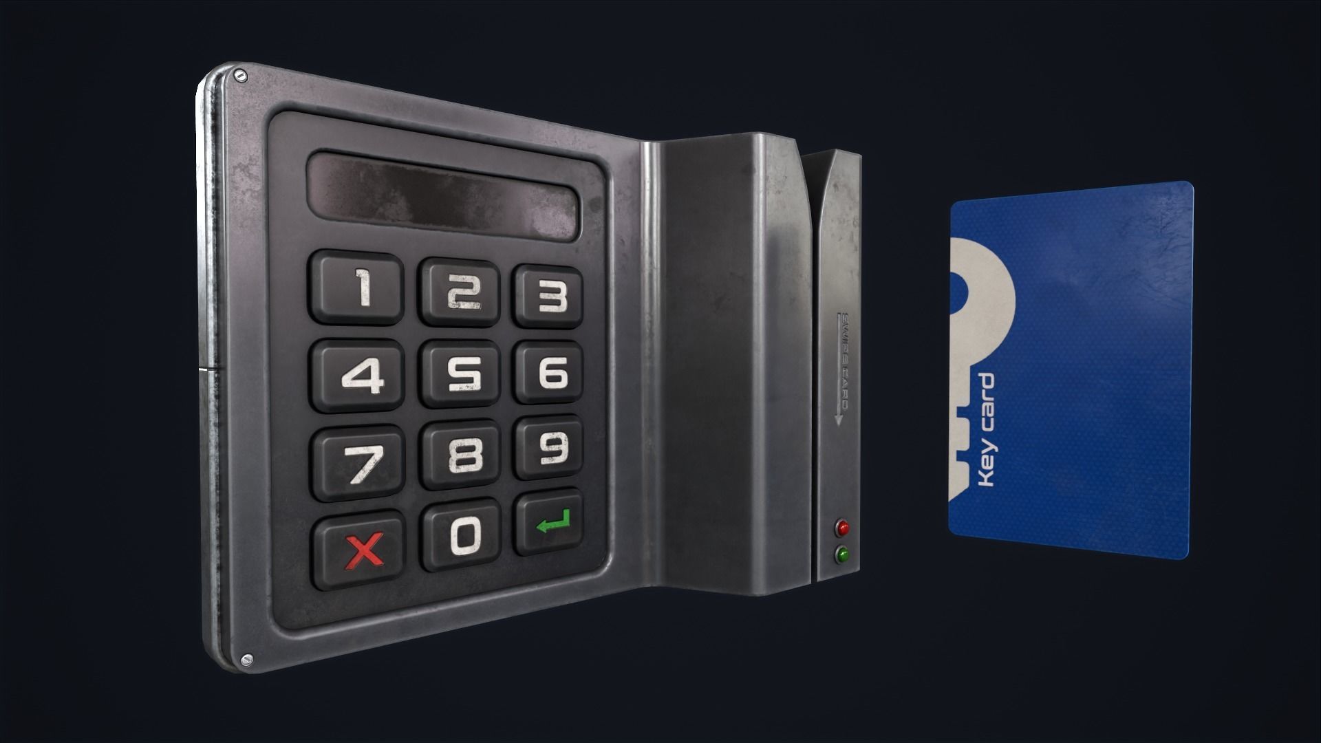 Code lock and key card Low-poly 3D model_2