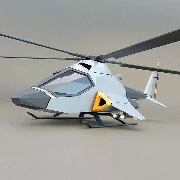 Lowpoly generic military helicopter Low-poly 3D model