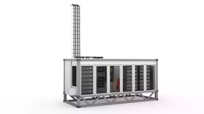 Portable Container Power House system Low-poly 3D model