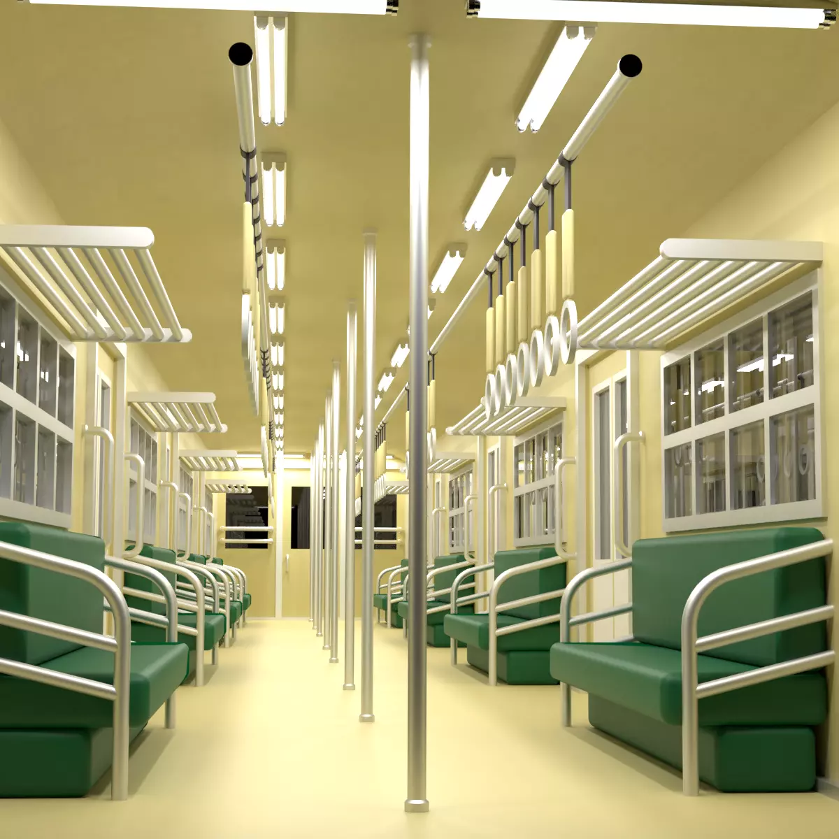 Cartoon Subway Metro Interior 3D model_0