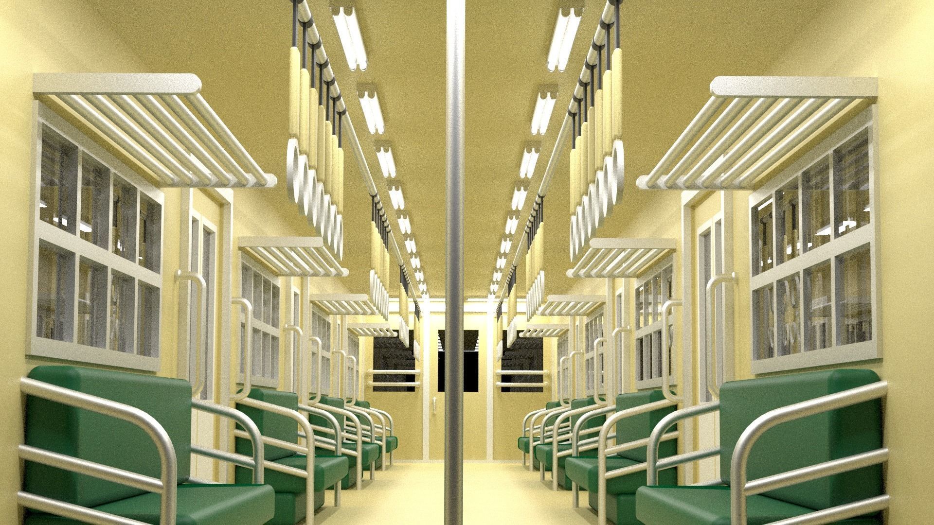 Cartoon Subway Metro Interior 3D model_2