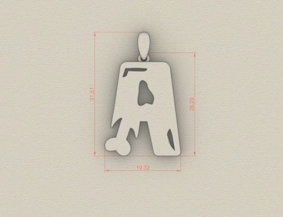 Model 952 A Zombie Initial Letter Alphabet Pendant 3D print model_5