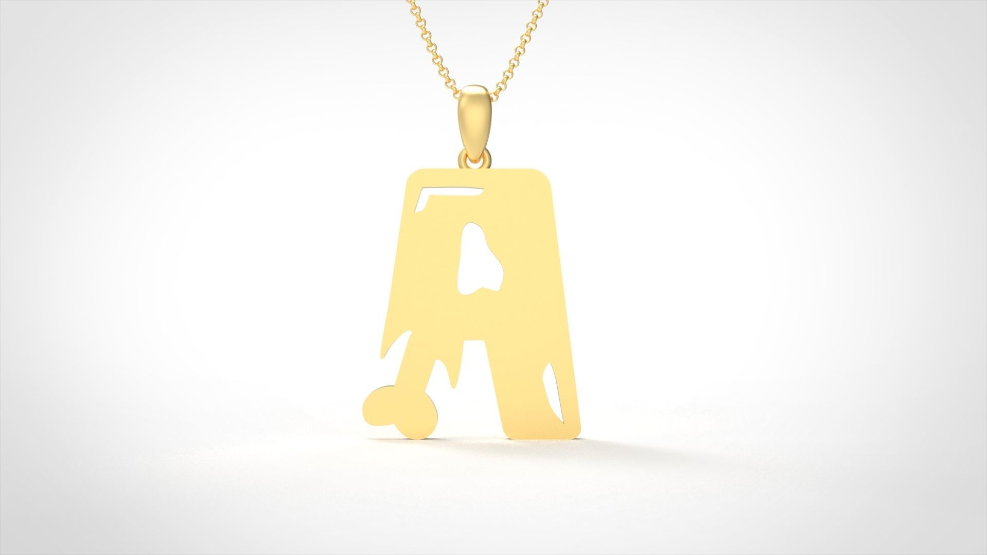Model 952 A Zombie Initial Letter Alphabet Pendant 3D print model_3