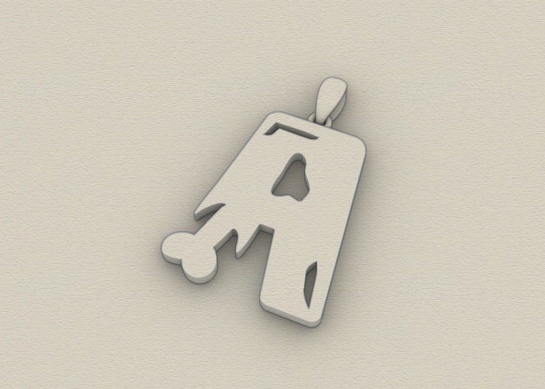 Model 952 A Zombie Initial Letter Alphabet Pendant 3D print model_8