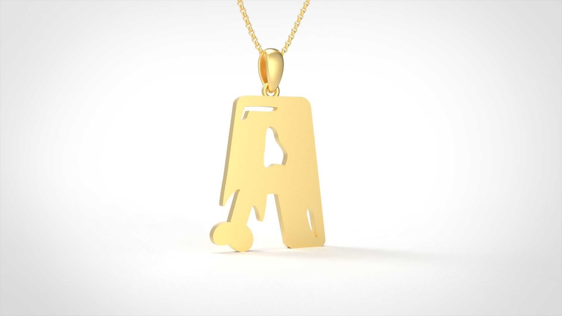 Model 952 A Zombie Initial Letter Alphabet Pendant 3D print model_1