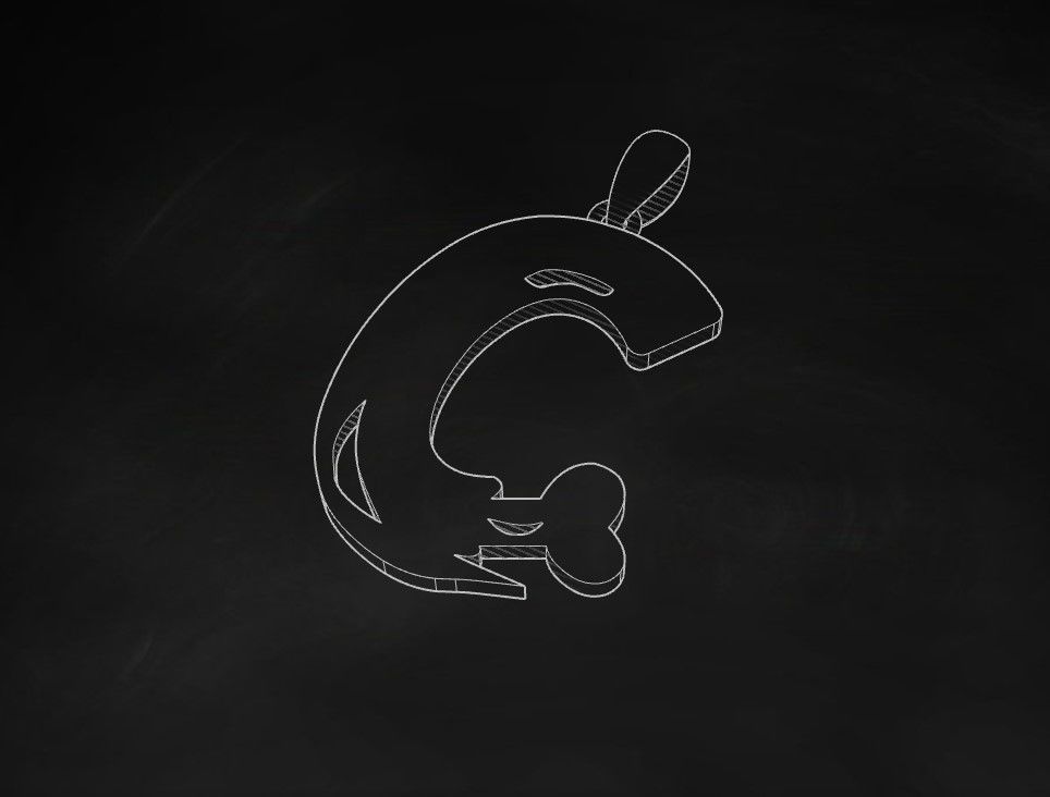 Model 954 C Zombie Initial Letter Alphabet Pendant 3D print model_9