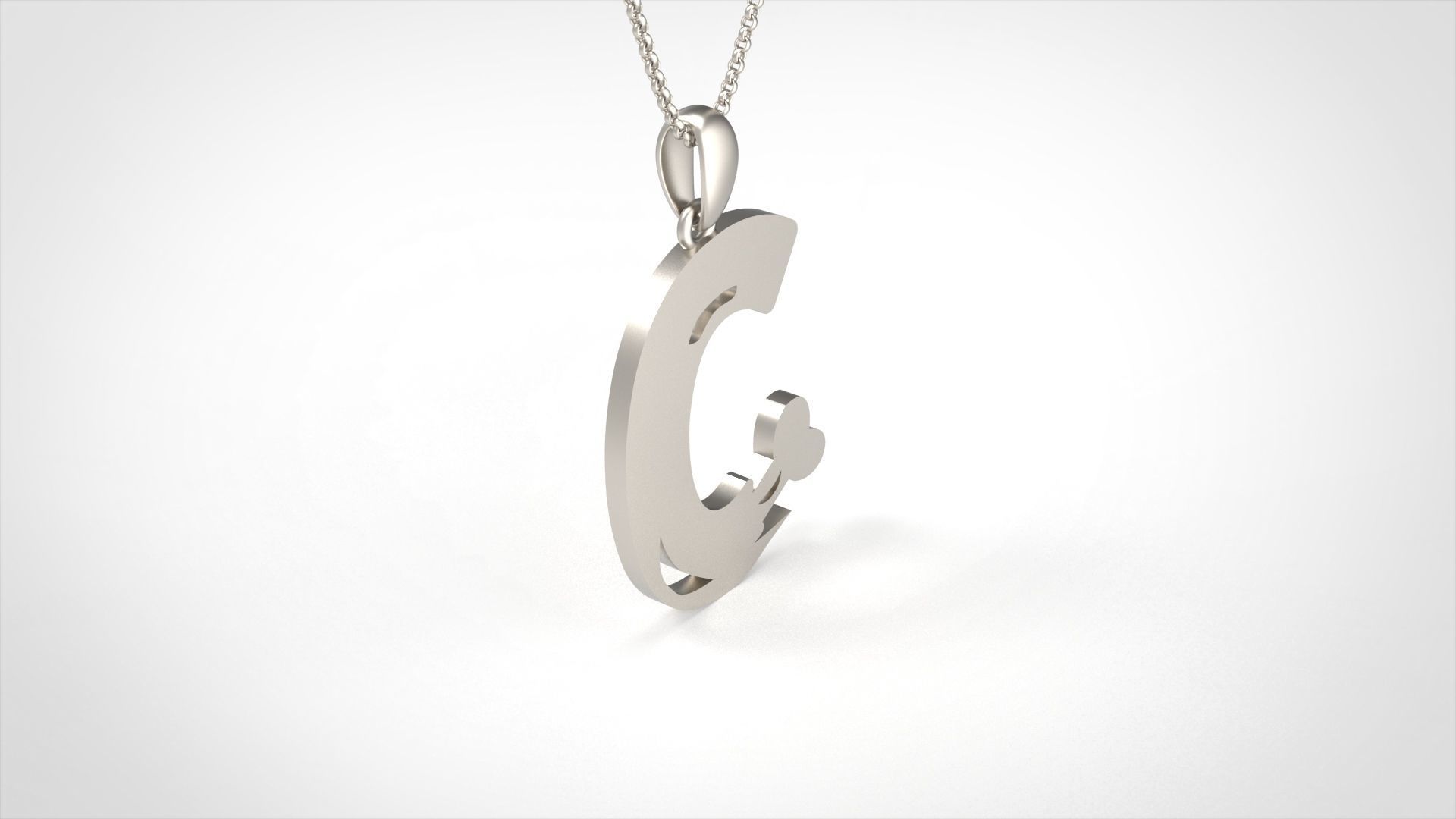 Model 954 C Zombie Initial Letter Alphabet Pendant 3D print model_4