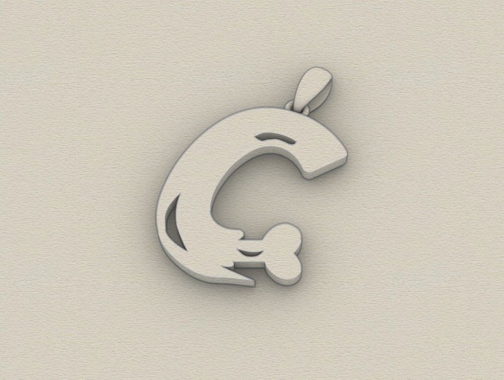 Model 954 C Zombie Initial Letter Alphabet Pendant 3D print model_8