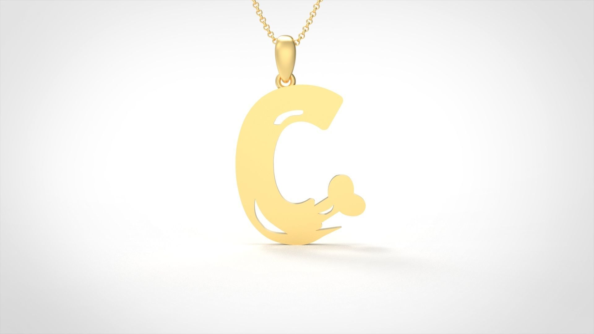 Model 954 C Zombie Initial Letter Alphabet Pendant 3D print model_3