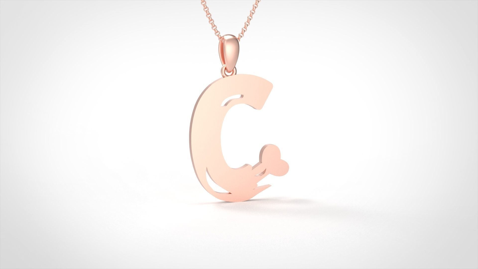 Model 954 C Zombie Initial Letter Alphabet Pendant 3D print model_2