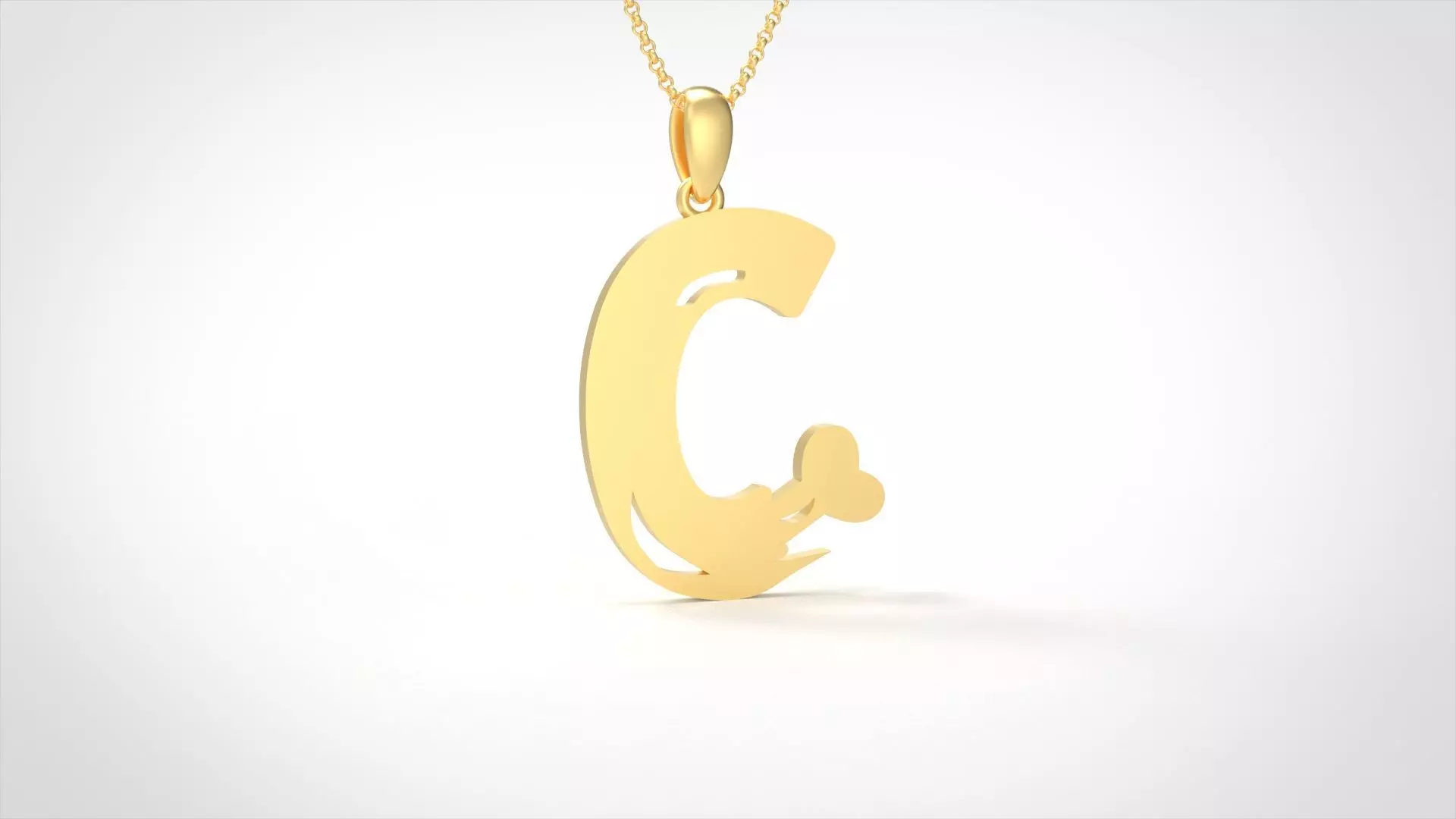 Model 954 C Zombie Initial Letter Alphabet Pendant 3D print model_0