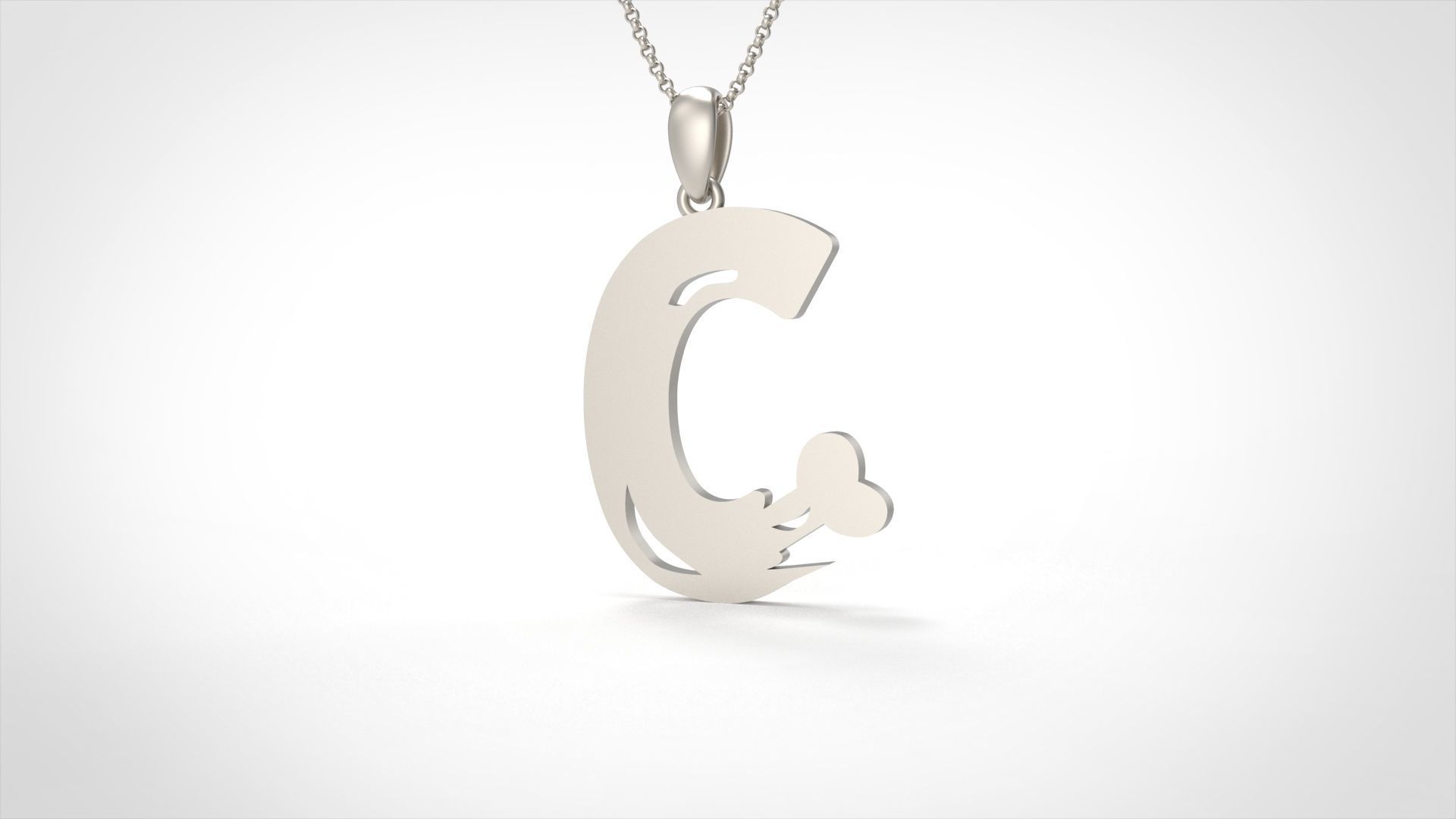 Model 954 C Zombie Initial Letter Alphabet Pendant 3D print model_1