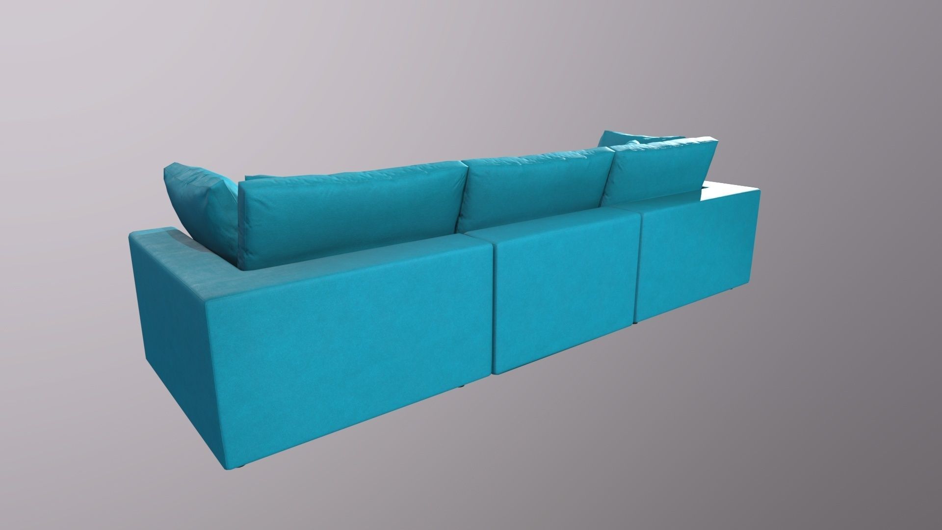 Teal Couch Low-poly 3D model_3
