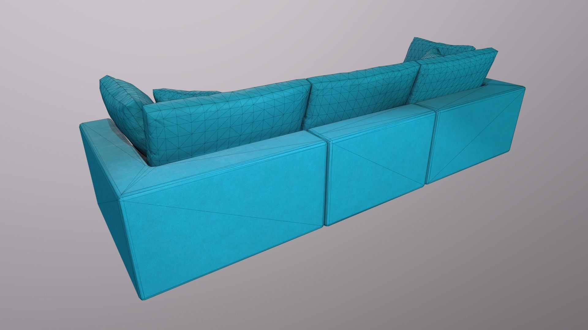 Teal Couch Low-poly 3D model_10