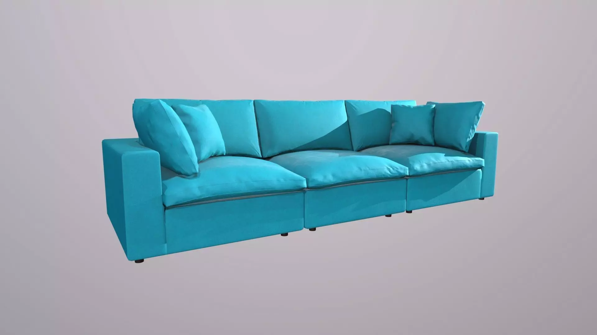 Teal Couch Low-poly 3D model_0