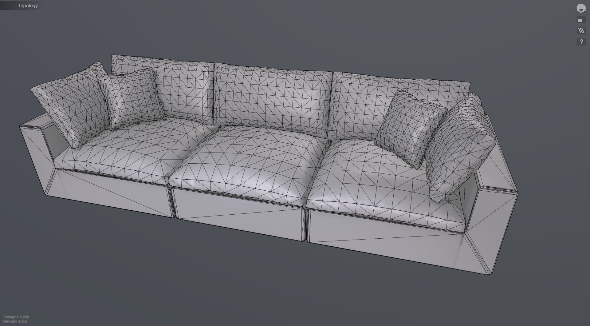 Teal Couch Low-poly 3D model_11