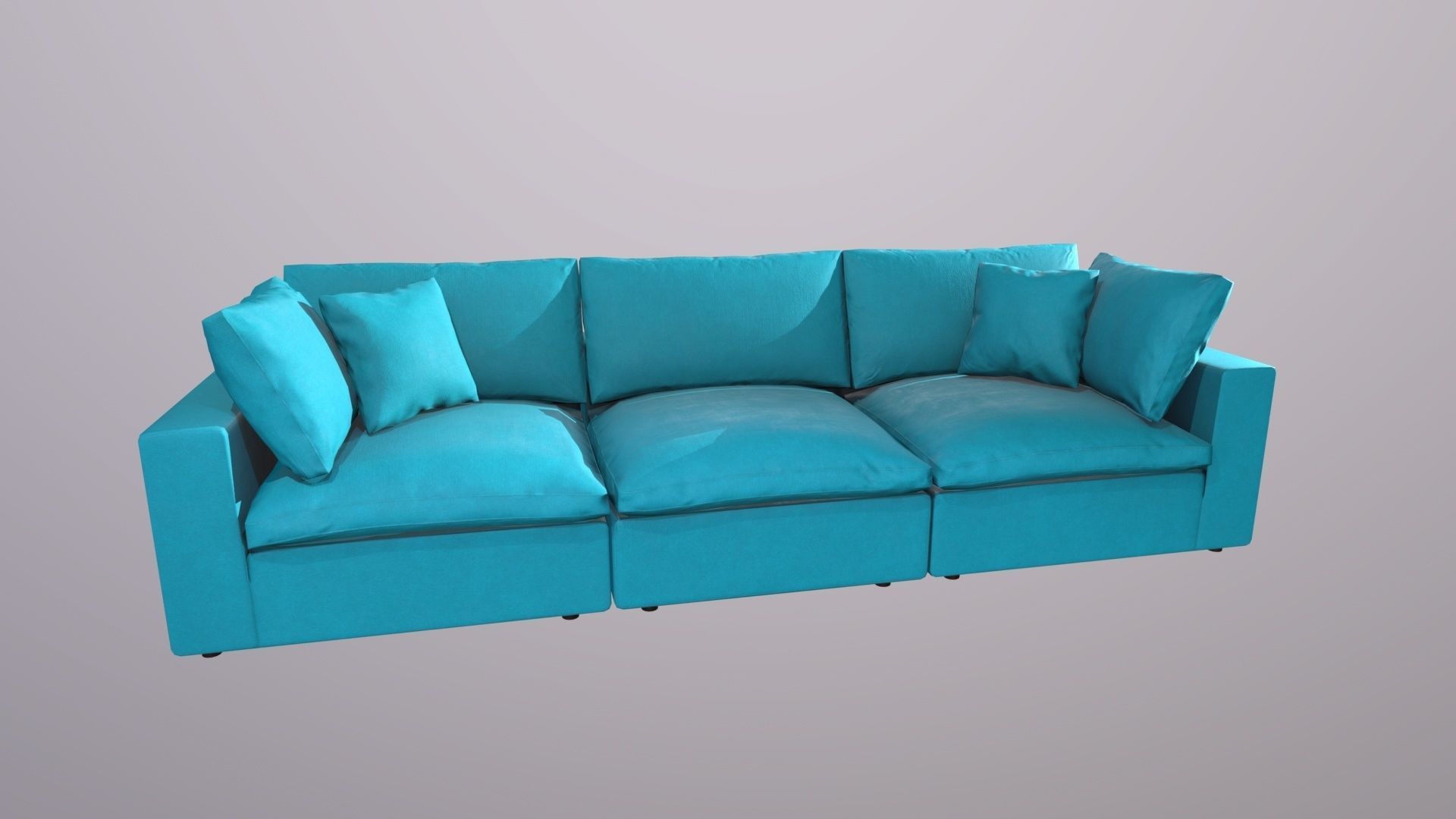 Teal Couch Low-poly 3D model_2