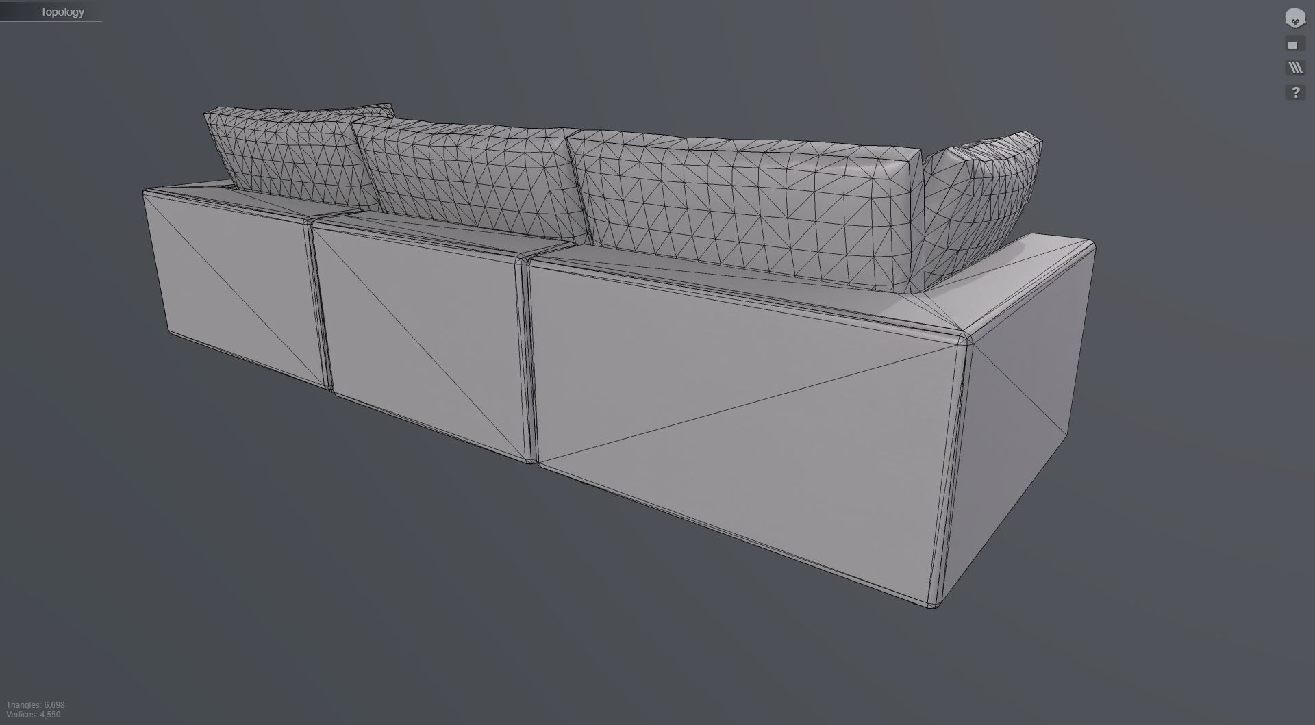 Teal Couch Low-poly 3D model_12