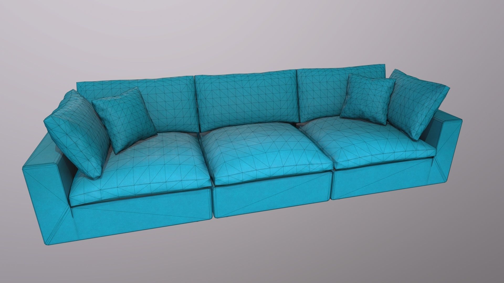 Teal Couch Low-poly 3D model_8