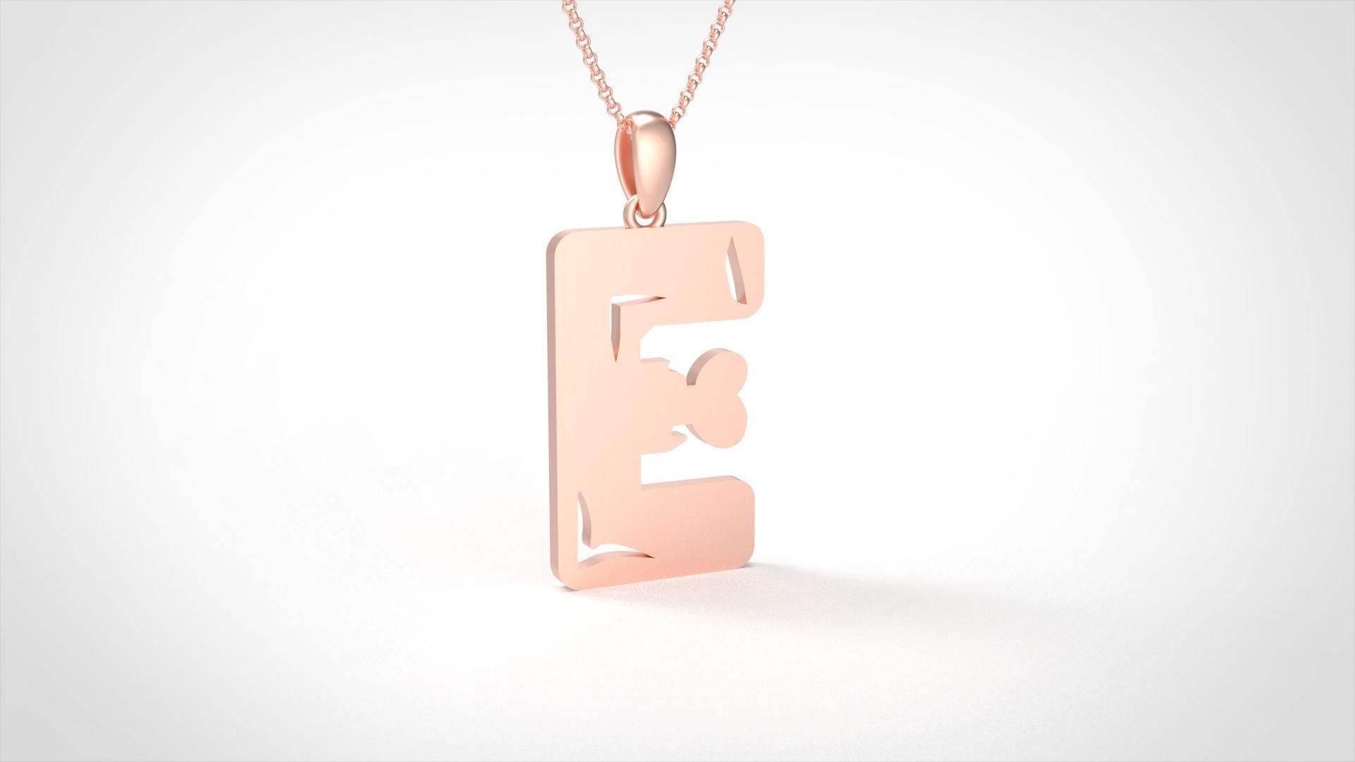Model 956 E Zombie Initial Letter Alphabet Pendant 3D print model_1