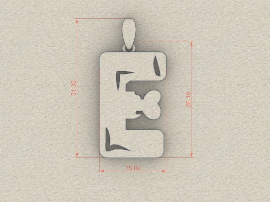 Model 956 E Zombie Initial Letter Alphabet Pendant 3D print model_5