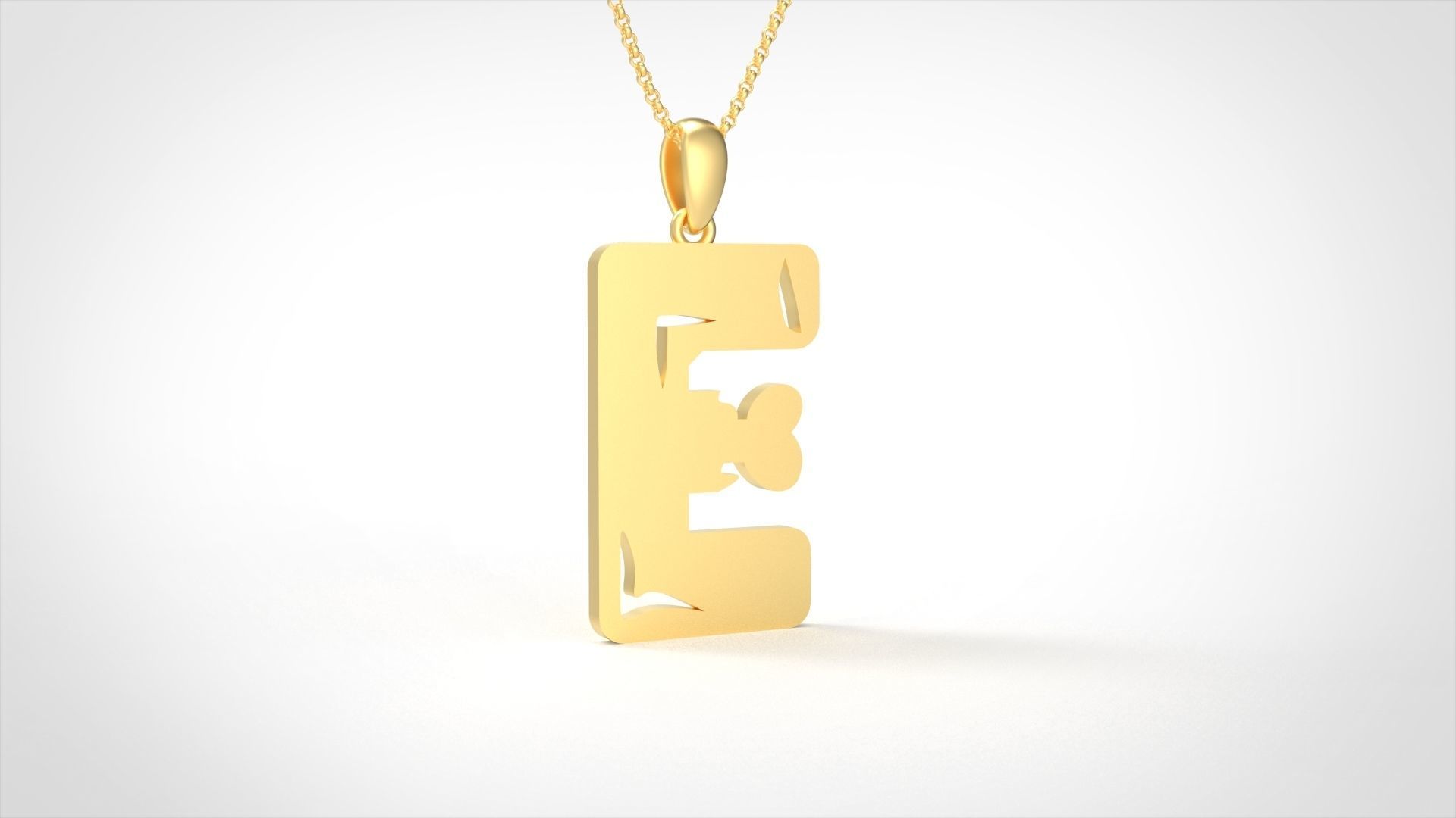 Model 956 E Zombie Initial Letter Alphabet Pendant 3D print model_2