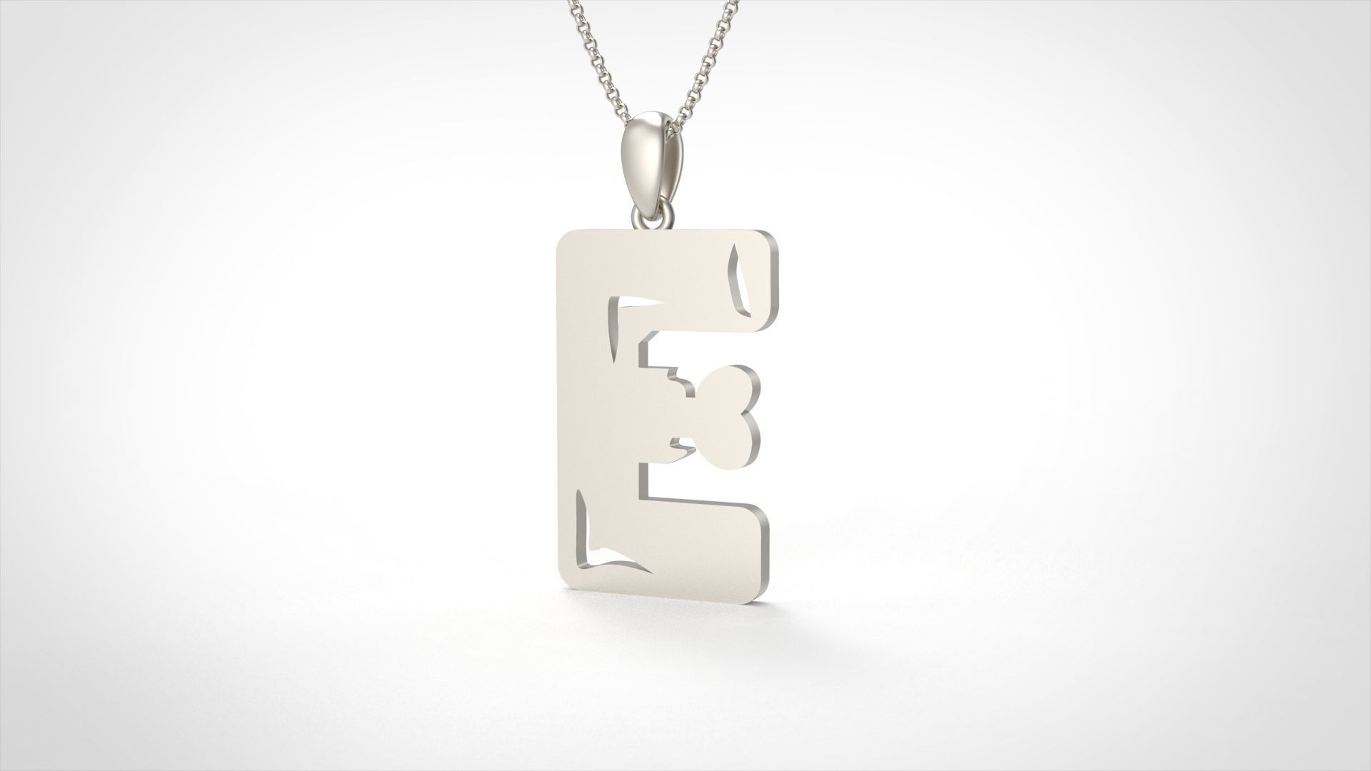 Model 956 E Zombie Initial Letter Alphabet Pendant 3D print model_3
