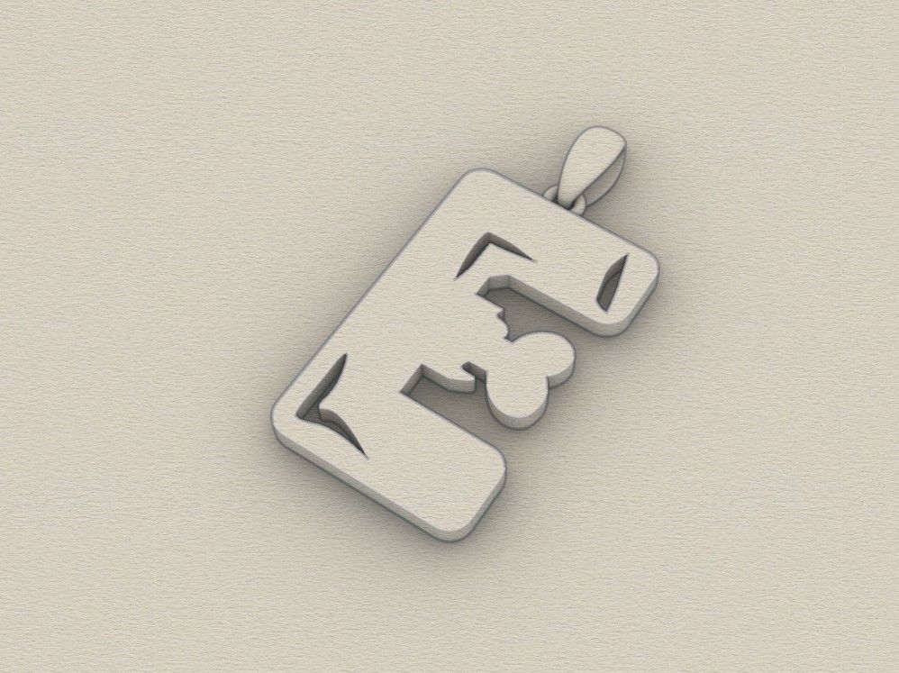 Model 956 E Zombie Initial Letter Alphabet Pendant 3D print model_8