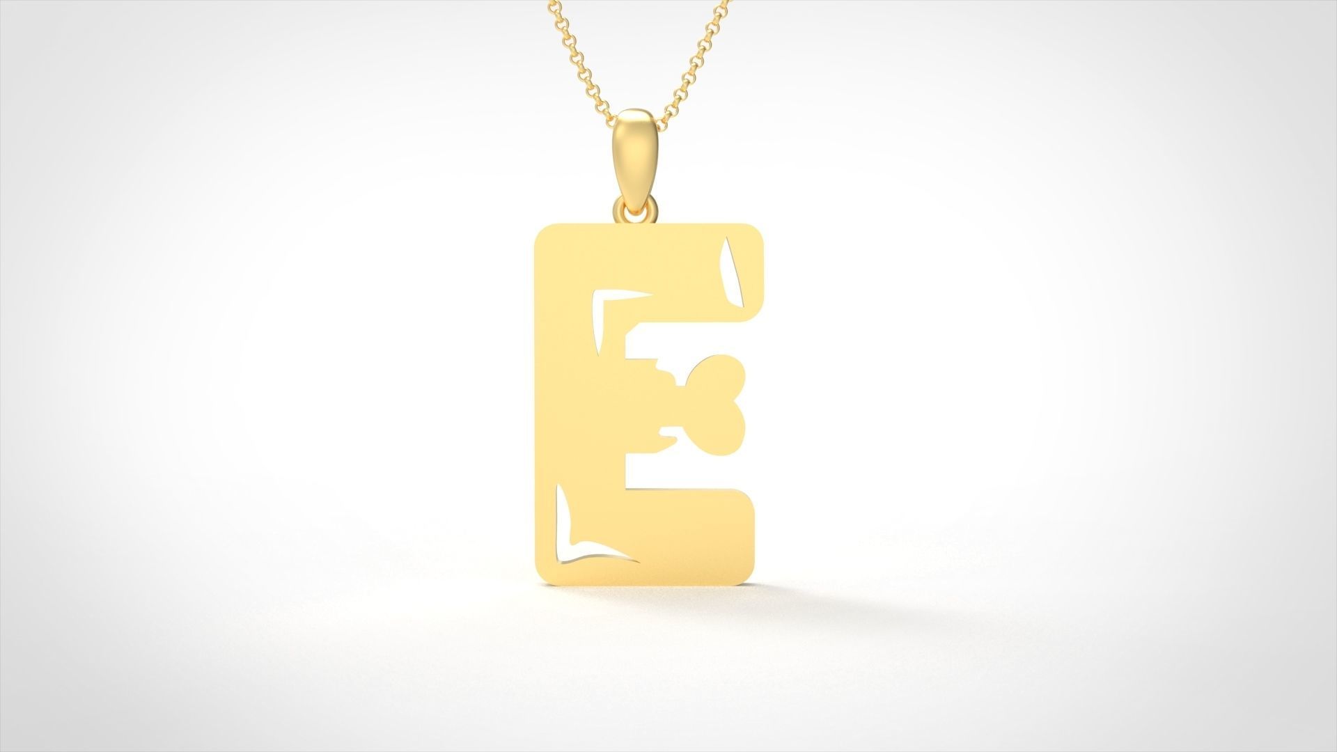 Model 956 E Zombie Initial Letter Alphabet Pendant 3D print model_4