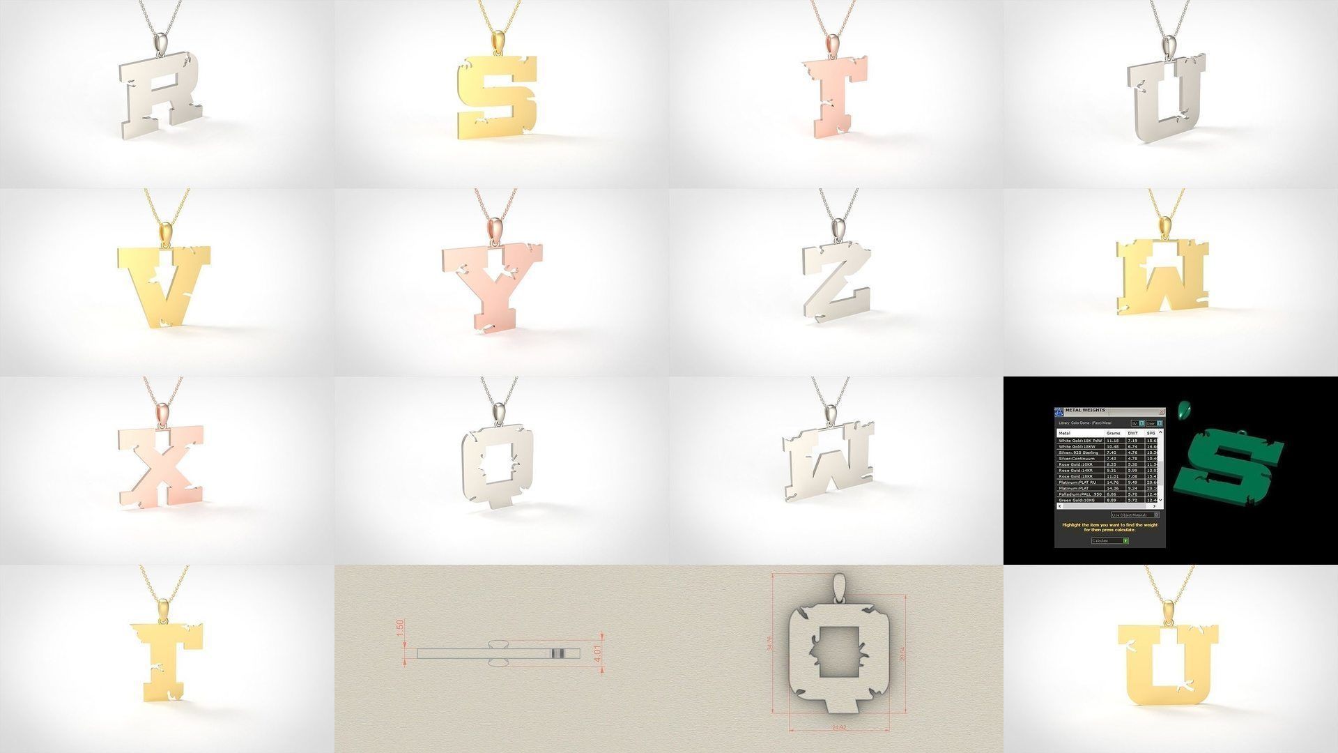 Crack Initial Letter Alphabet Pendant Collection _28