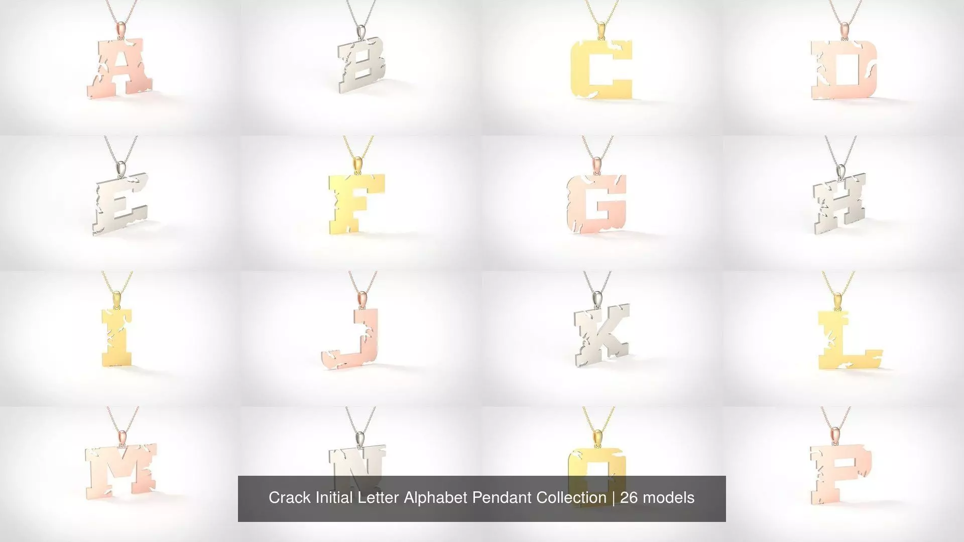 Crack Initial Letter Alphabet Pendant Collection _0