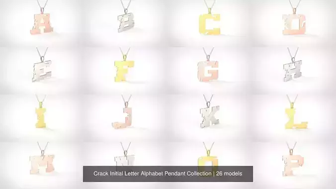 Crack Initial Letter Alphabet Pendant Collection 