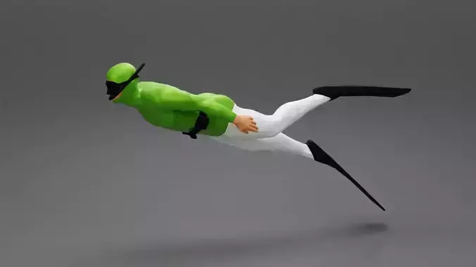Scuba diver swimming 3D print model