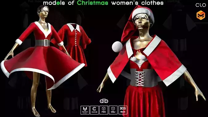 Christmas dress models  MD  CLO3D  PROJECTS  OBJ  FBX  3DS MAX