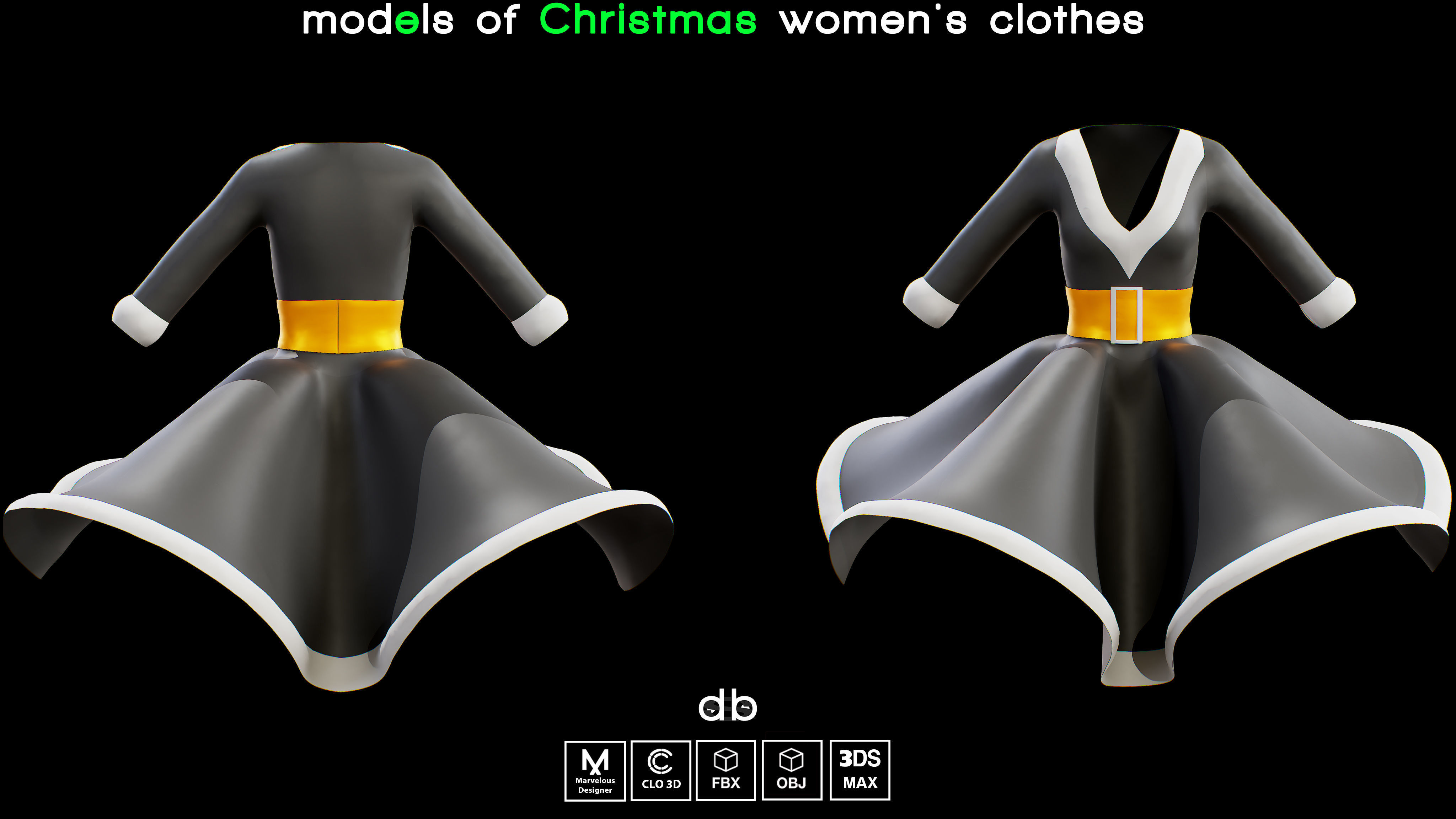 Christmas dress models  MD  CLO3D  PROJECTS  OBJ  FBX  3DS MAX 3D model_5