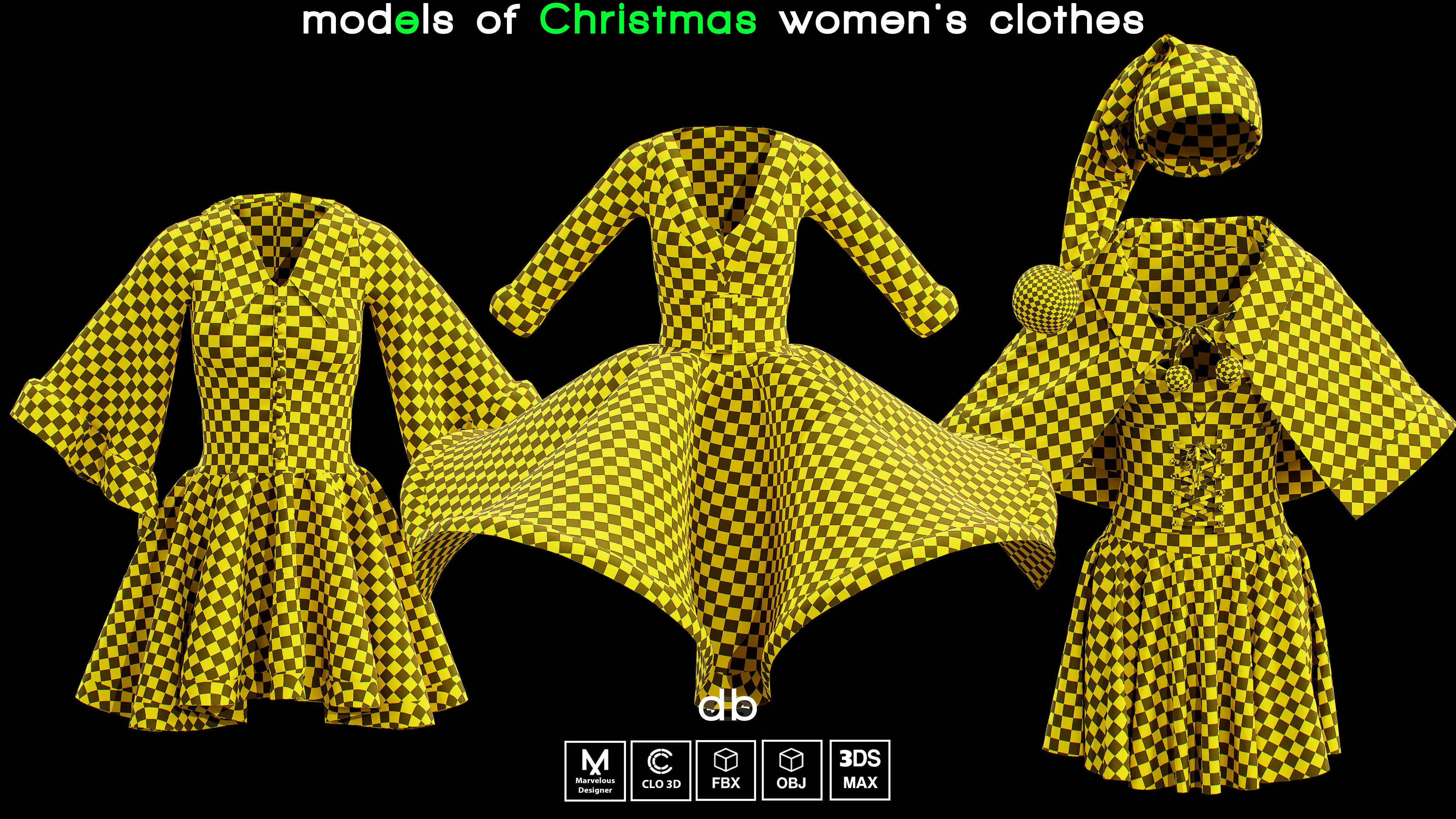 Christmas dress models  MD  CLO3D  PROJECTS  OBJ  FBX  3DS MAX 3D model_6