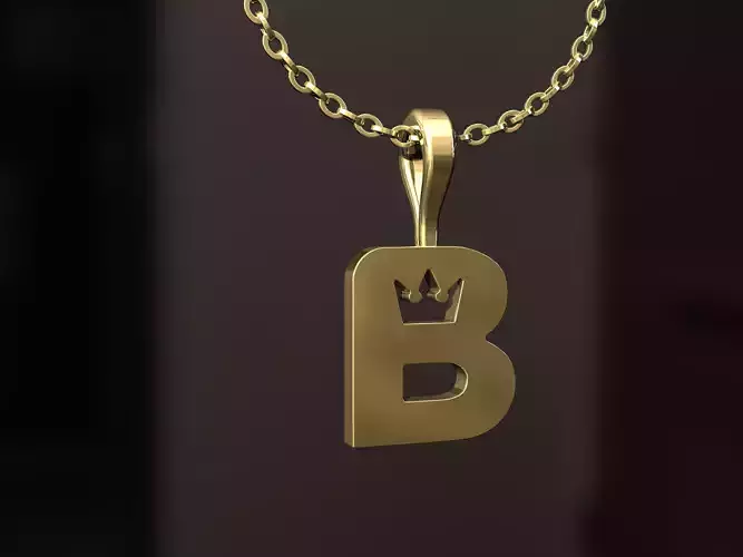 B Pendant gold letter on chain