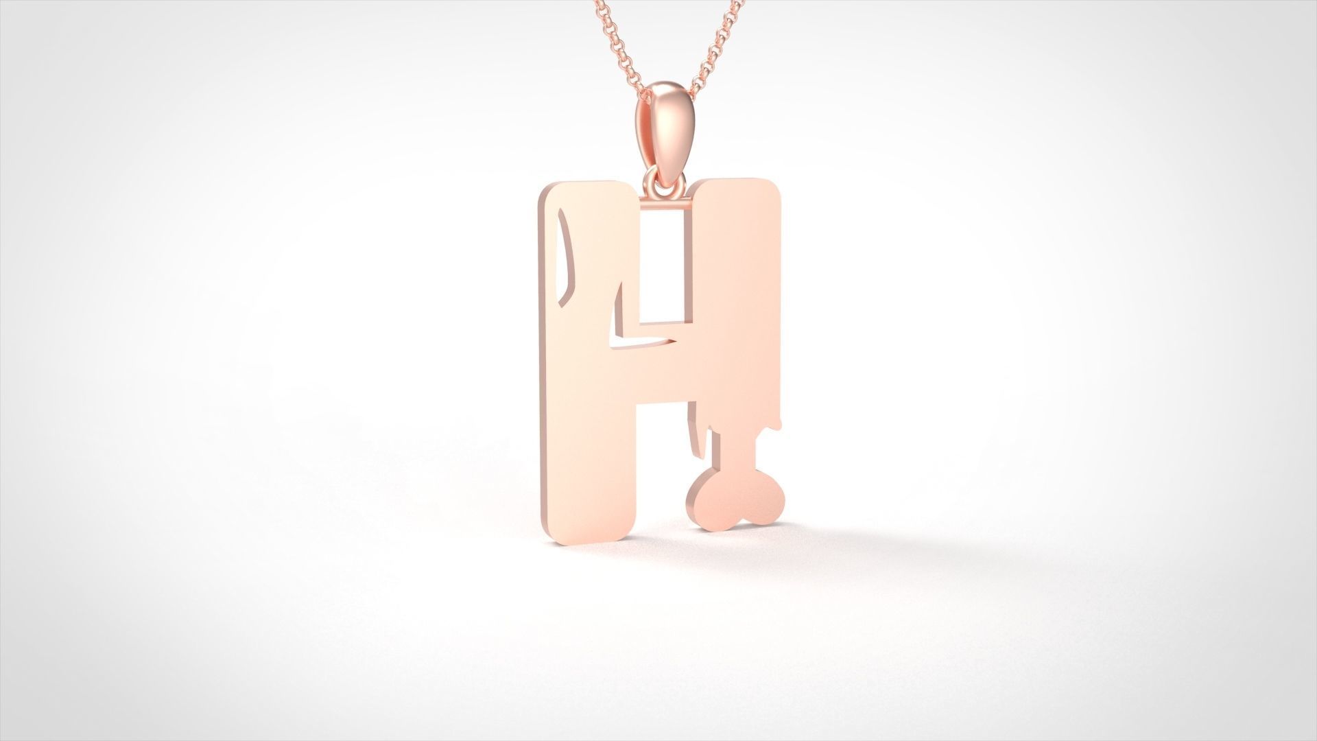 Model 959 H Zombie Initial Letter Alphabet Pendant 3D print model_2