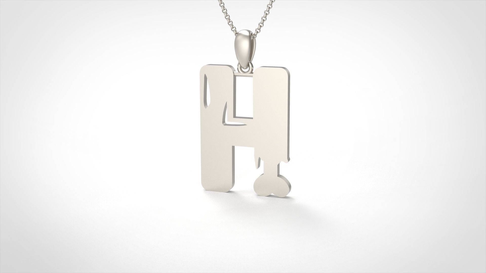 Model 959 H Zombie Initial Letter Alphabet Pendant 3D print model_3
