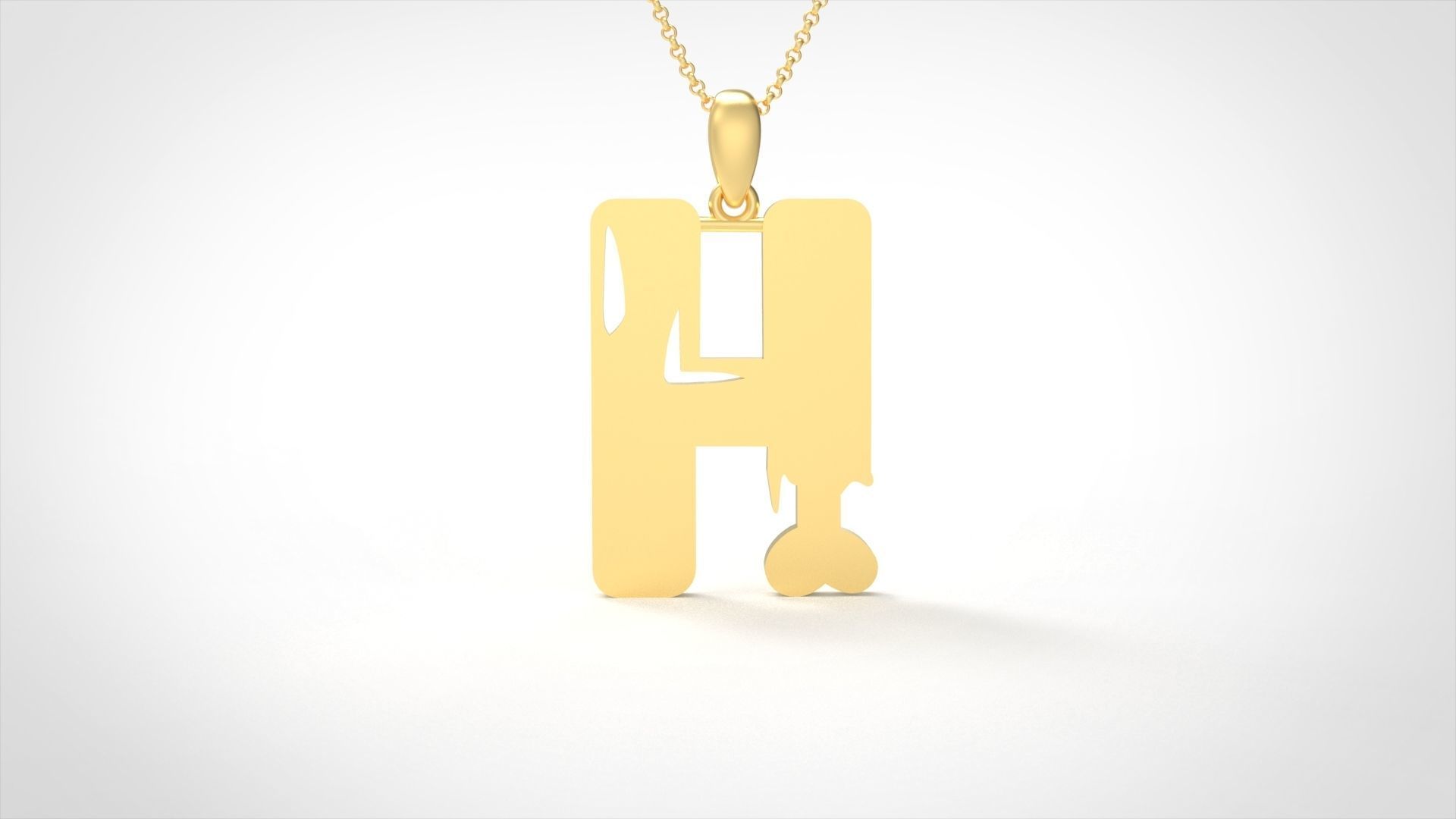 Model 959 H Zombie Initial Letter Alphabet Pendant 3D print model_4