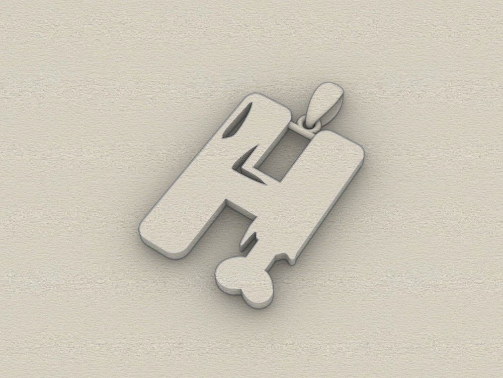 Model 959 H Zombie Initial Letter Alphabet Pendant 3D print model_8