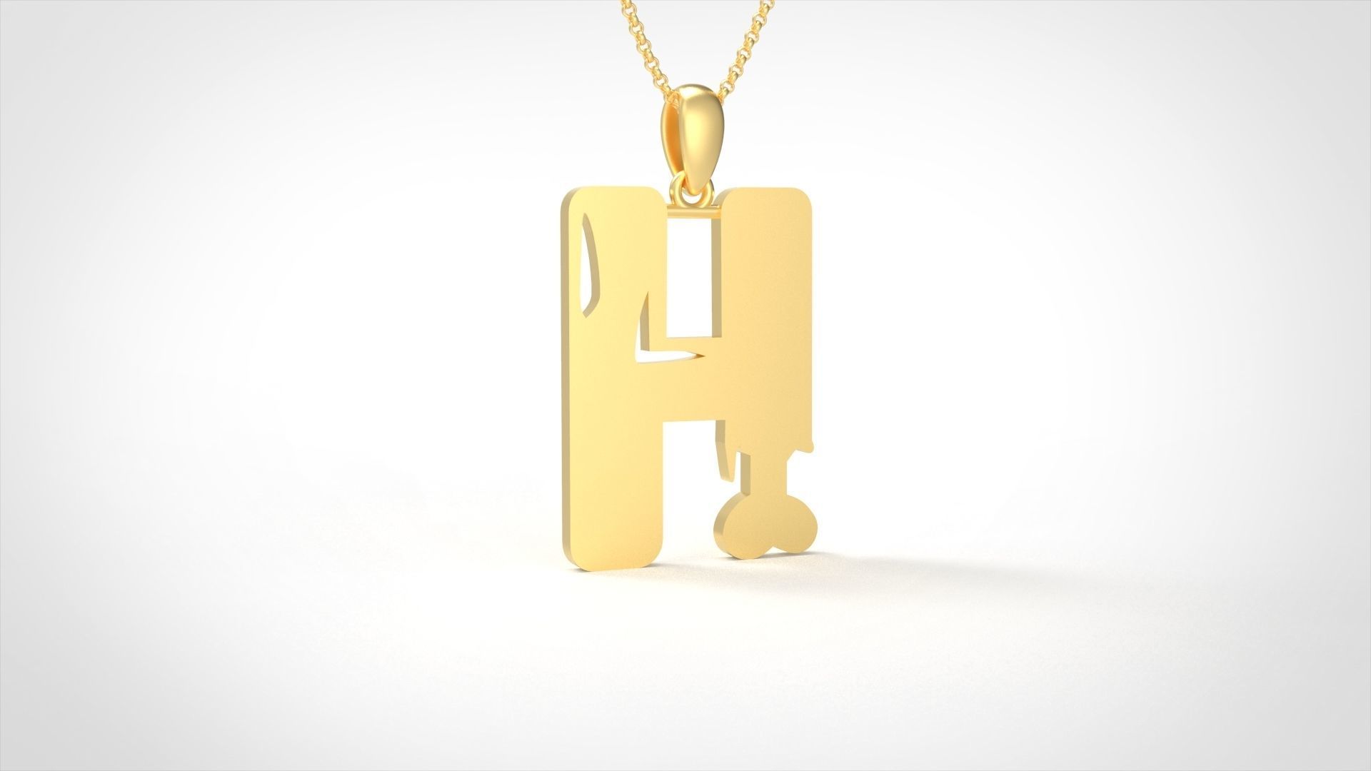 Model 959 H Zombie Initial Letter Alphabet Pendant 3D print model_1