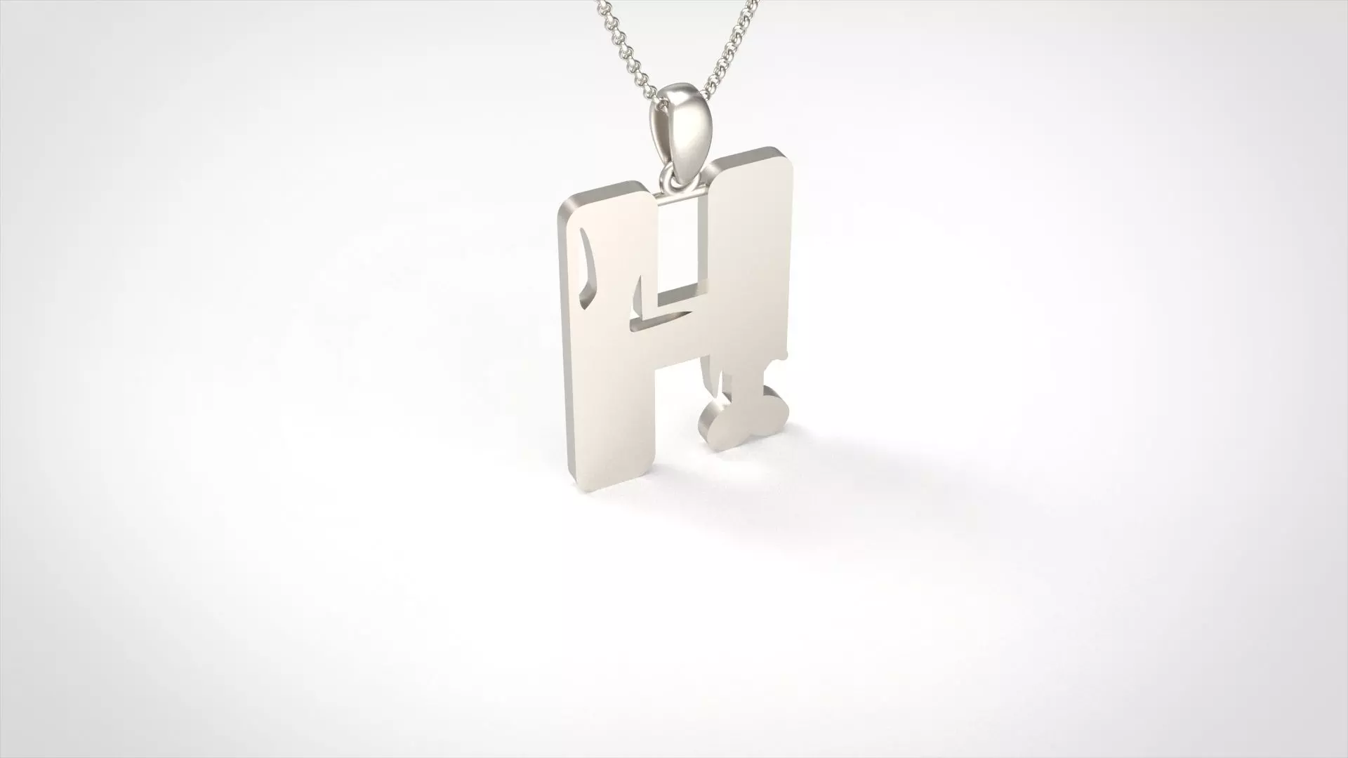 Model 959 H Zombie Initial Letter Alphabet Pendant 3D print model_0