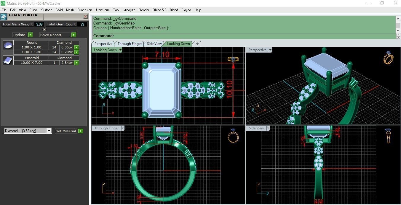 Pack of Emerald rings 55-MWC 3D print model_3