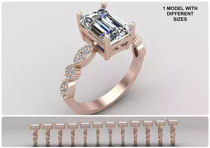 Pack of Emerald rings 55-MWC 3D print model