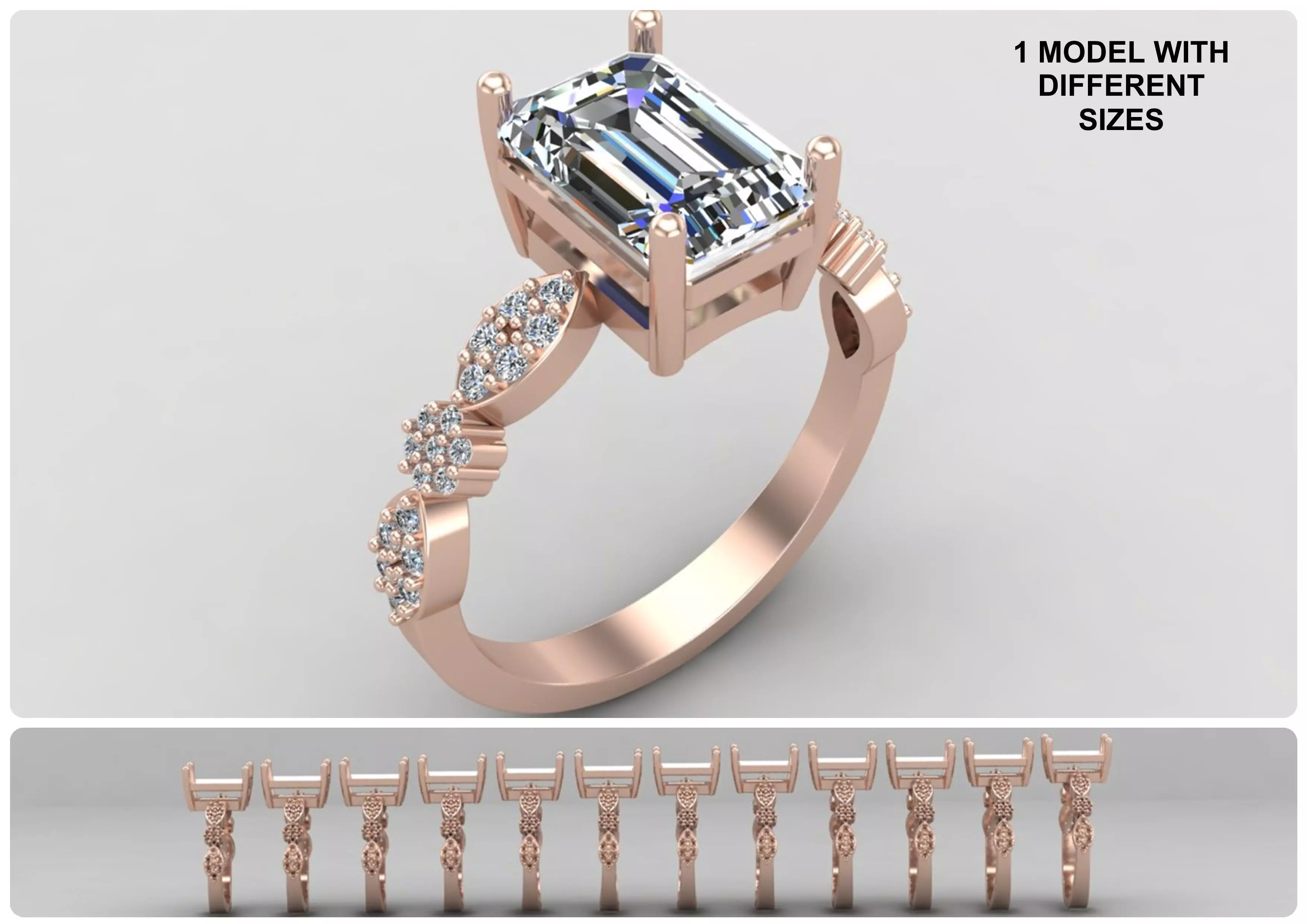 Pack of Emerald rings 55-MWC 3D print model_0