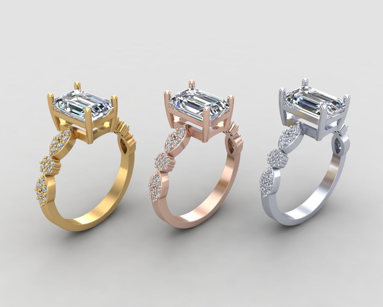 Pack of Emerald rings 55-MWC 3D print model_9